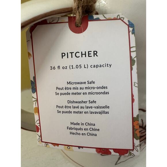 NWT Molly Hatch Leaf Leaves Harvest 56 Ounce Ceramic Pitcher - Picture 11 of 13